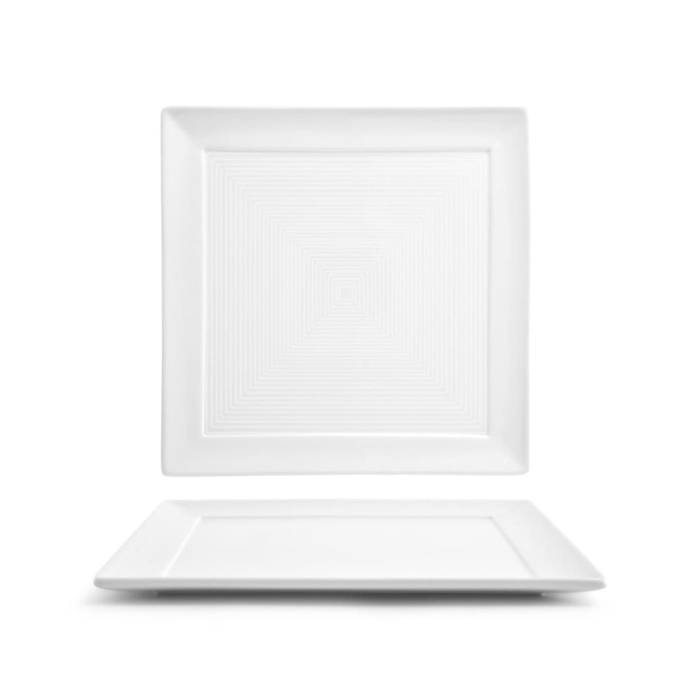 Front of the House 9" Square Spiral® Plate - Porcelain, White (DDP054WHP22)