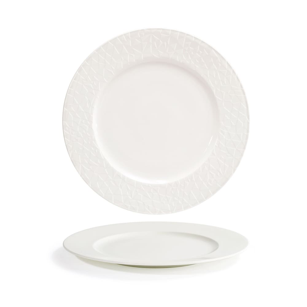 Front of the House 11 1/2" Round Catalyst® Facet Plate - Porcelain, White (DDP080BEP21)