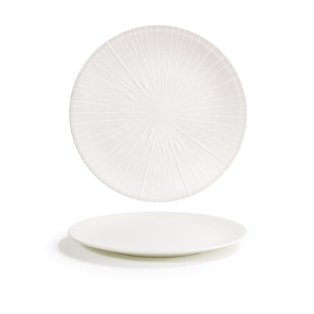 Front of the House 9 1/2" Round Catalyst® Spoke Plate - Porcelain, White (DDP093BEP22)