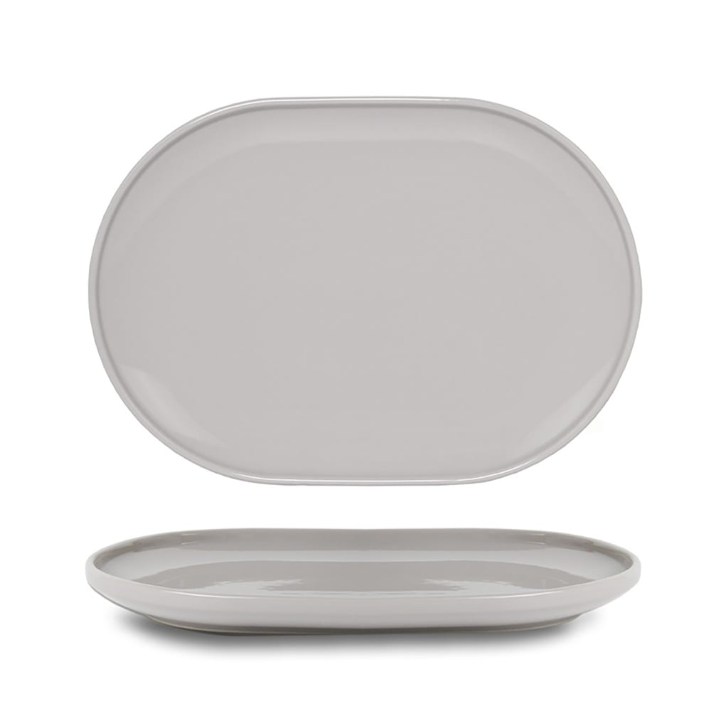 Front of the House Oval Bevel™ Plate - 13" x 9", Stone (DDP096GYP21)