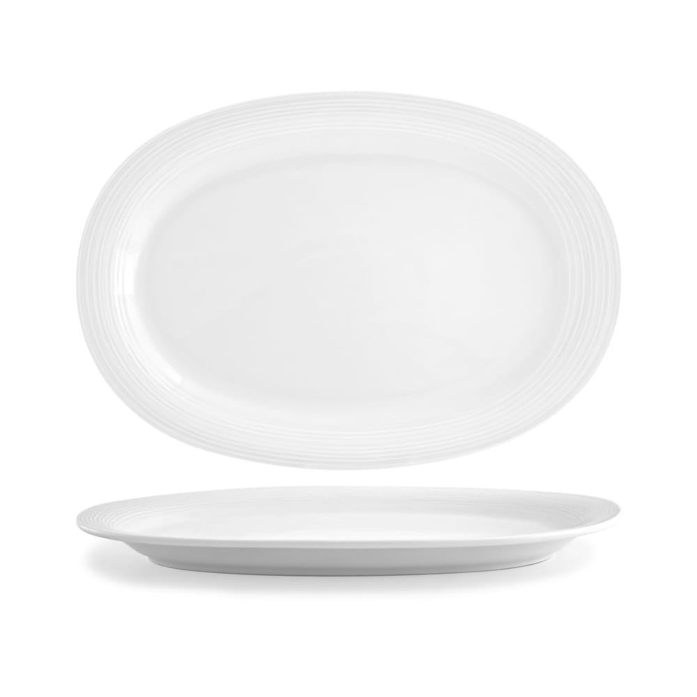 Front of the House Oval Spiral® Plate - 14" x 9 3/4", Porcelain, White (DOS012WHP12)