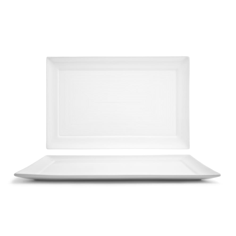 Front of the House Rectangular Spiral® Plate - 14" x 9", Porcelain, White (DOS014WHP22)