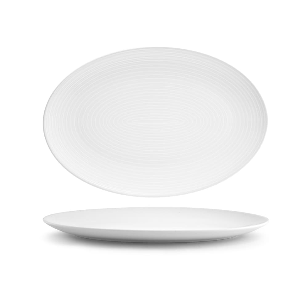 Front of the House Oval Spiral® Plate - 13" x 9", Porcelain, White (DOS028WHP21)