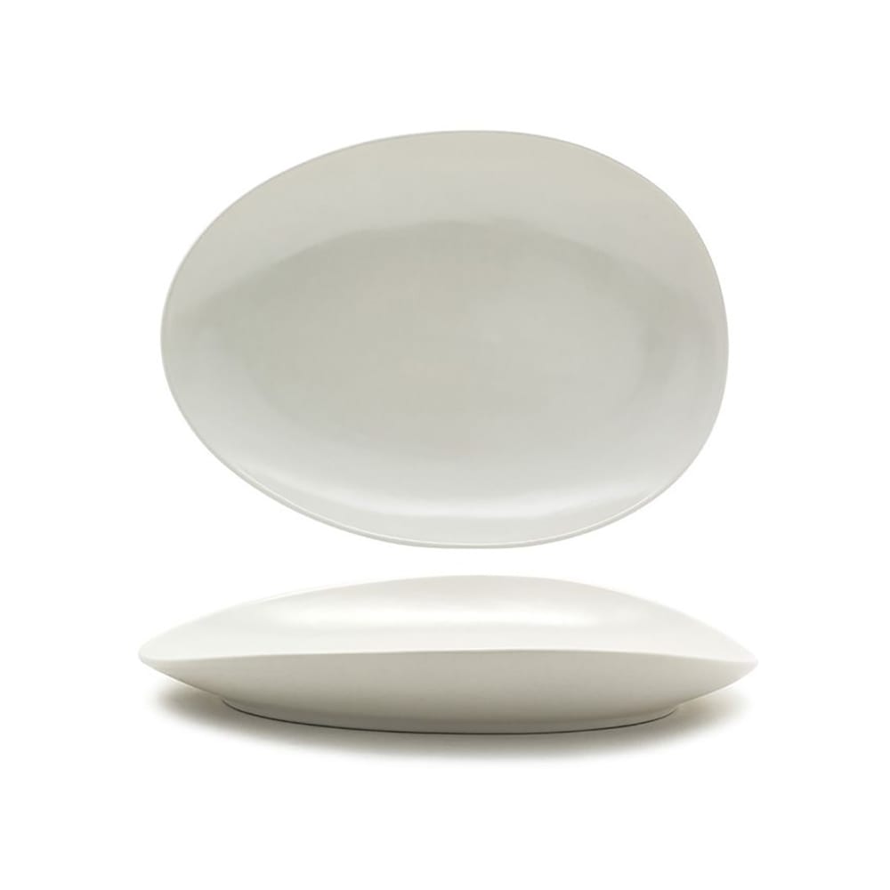 Front of the House Oval Tides™ Plate - 12" x 8 3/4", Porcelain, Scallop (DOS030BEP20)