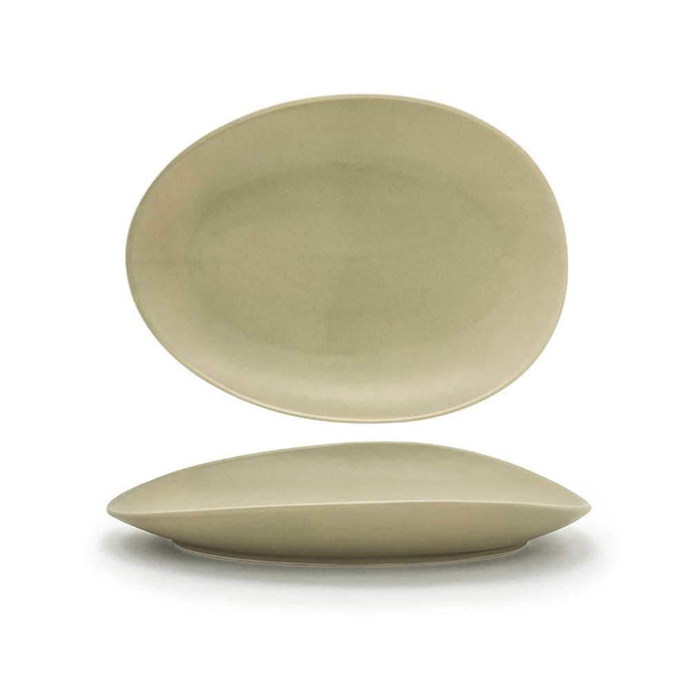 Front of the House Oval Tides™ Plate - 12" x 8 3/4", Porcelain, Sea Grass (DOS030GRP20)