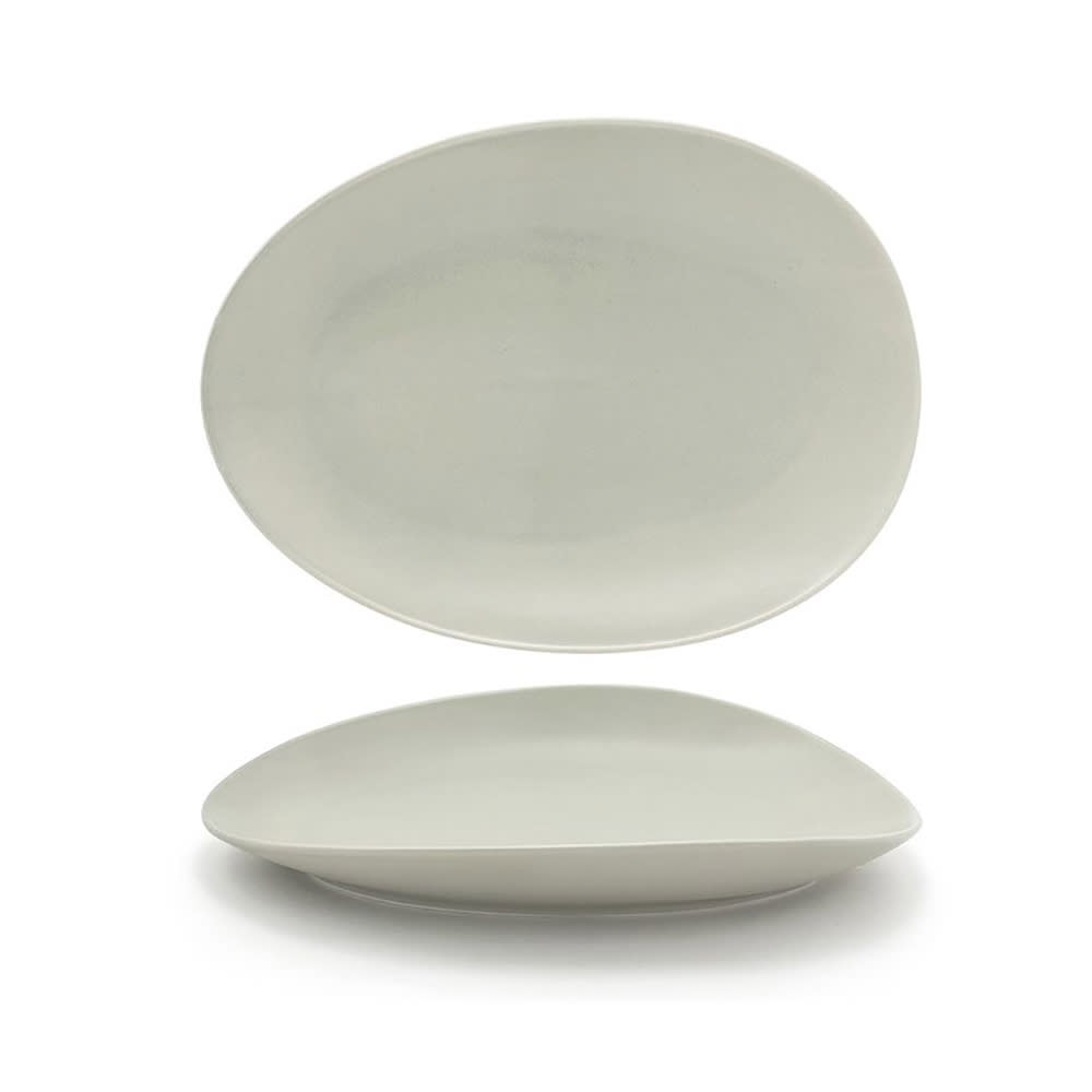 Front of the House Oval Tides™ Plate - 12" x 8 3/4", Porcelain, Pumice (DOS030GYP20)