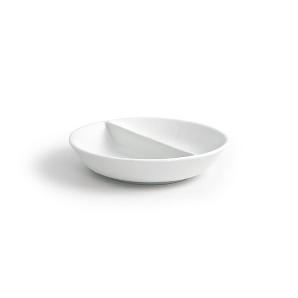 Front of the House 4 oz Monaco Dish w/ (2) Compartments - Porcelain, White (DSD027WHP23)