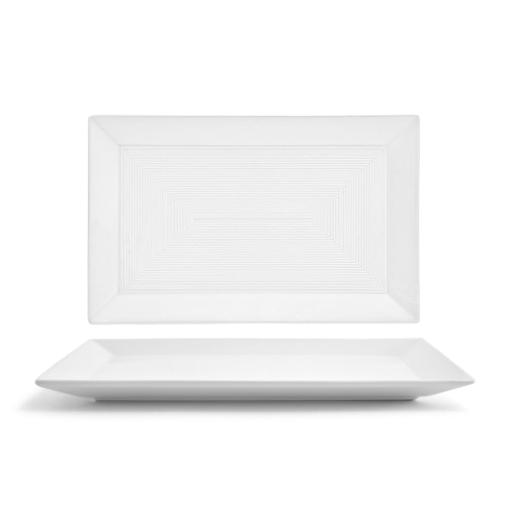 Front of the House Rectangular Spiral® Plate - 11" x 7", Porcelain, White (DSP002WHP22)