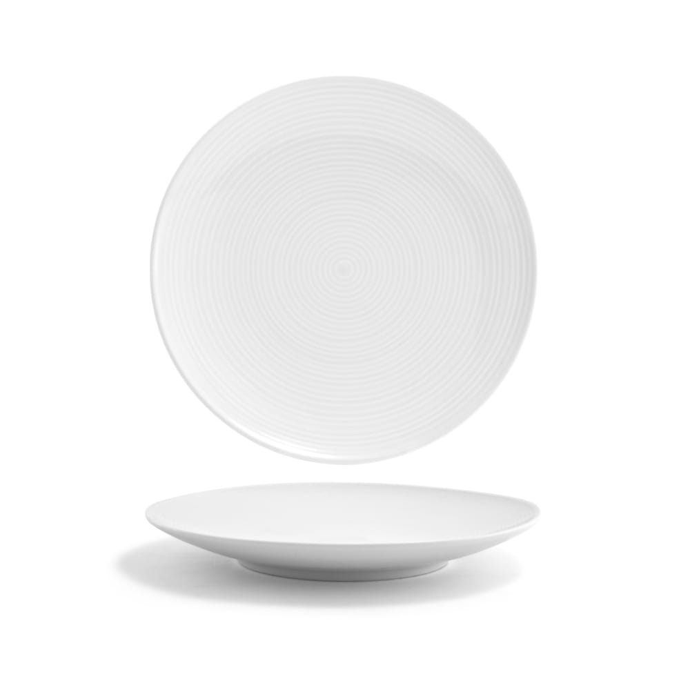 Front of the House 9 1/2" Round Spiral® Plate - Porcelain, White (DSP022WHP22)