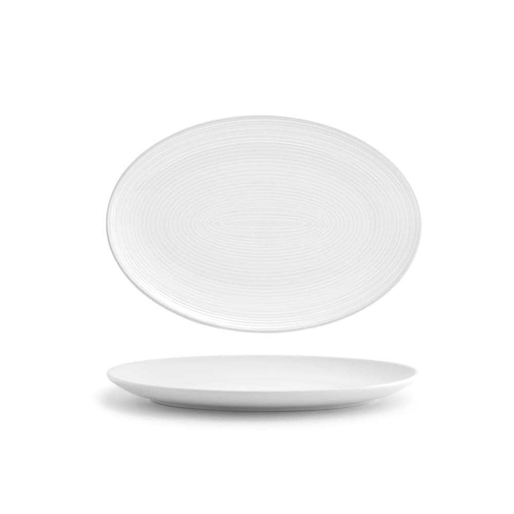 Front of the House Oval Spiral® Coupe Plate - 9 1/2" x 6 3/4", Porcelain, White (DSP023WHP22)