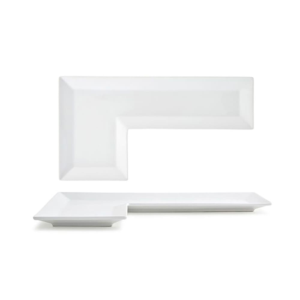 Front of the House L-Shaped Kyoto™ Puzzle Plate - 13" x 7", Porcelain, White (DSU006WHP22)