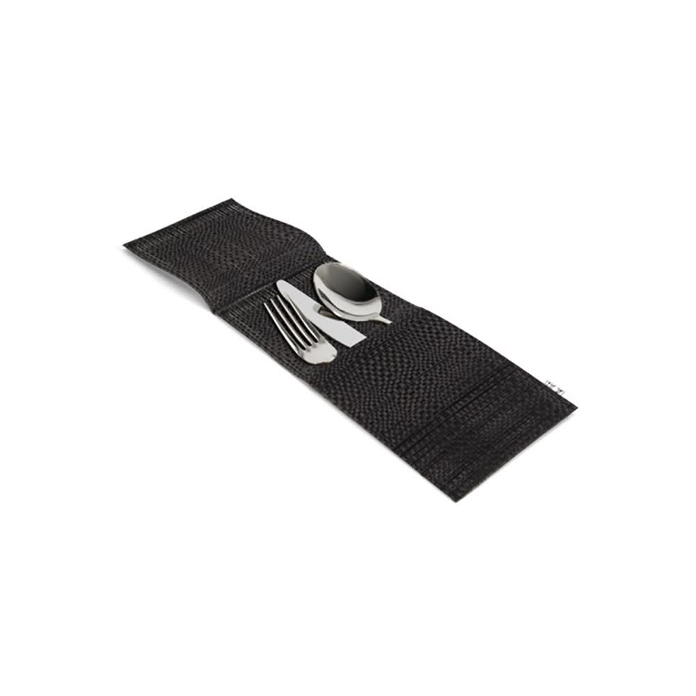 Front of the House Metroweave® Flatware Sleeve - 10" x 4 1/2, Vinyl, Black (FHO002BKV23)
