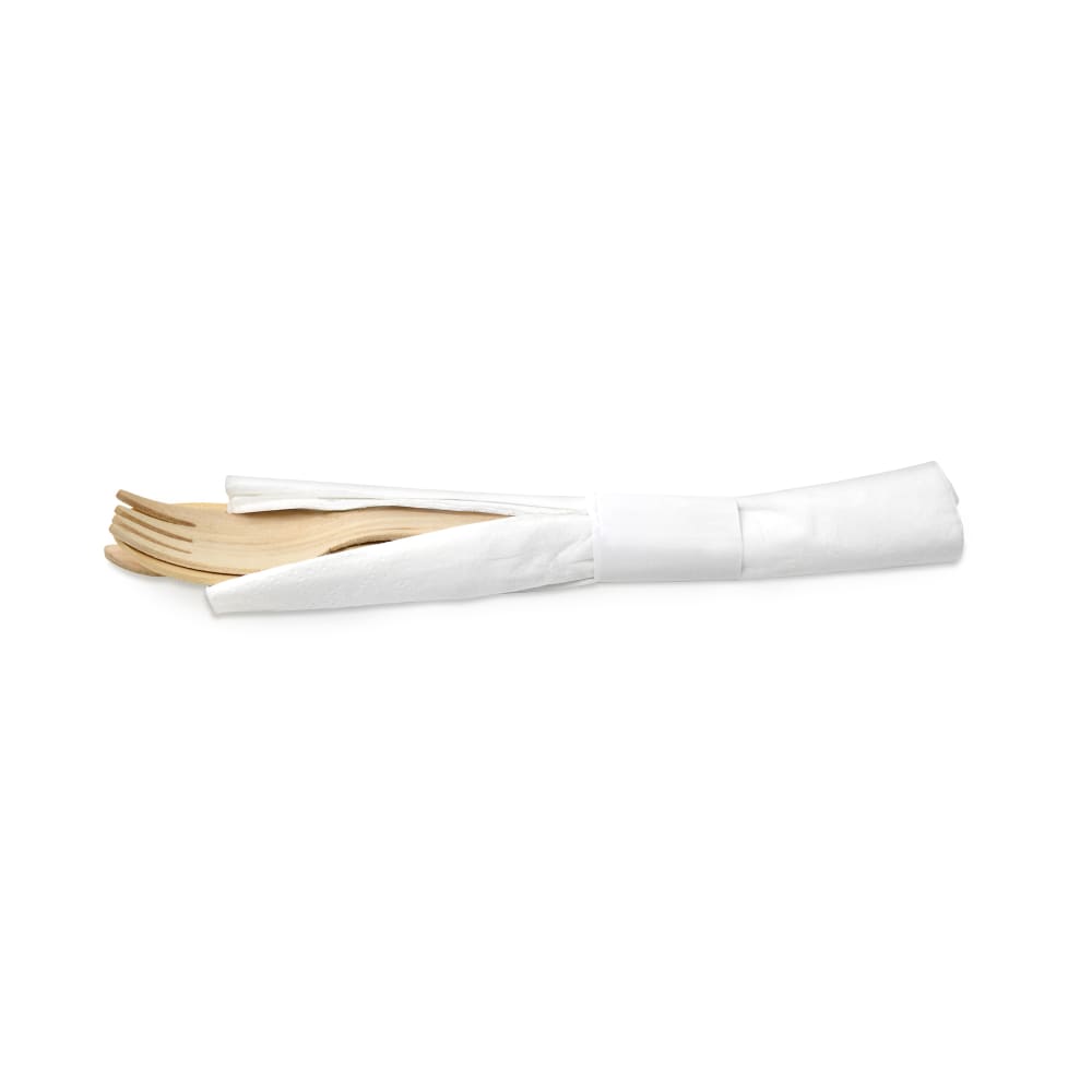 Front of the House 6 1/2" Servewise™ Disposable Cutlery Set w/ Napkin, Pinewood (FST001NAW28)