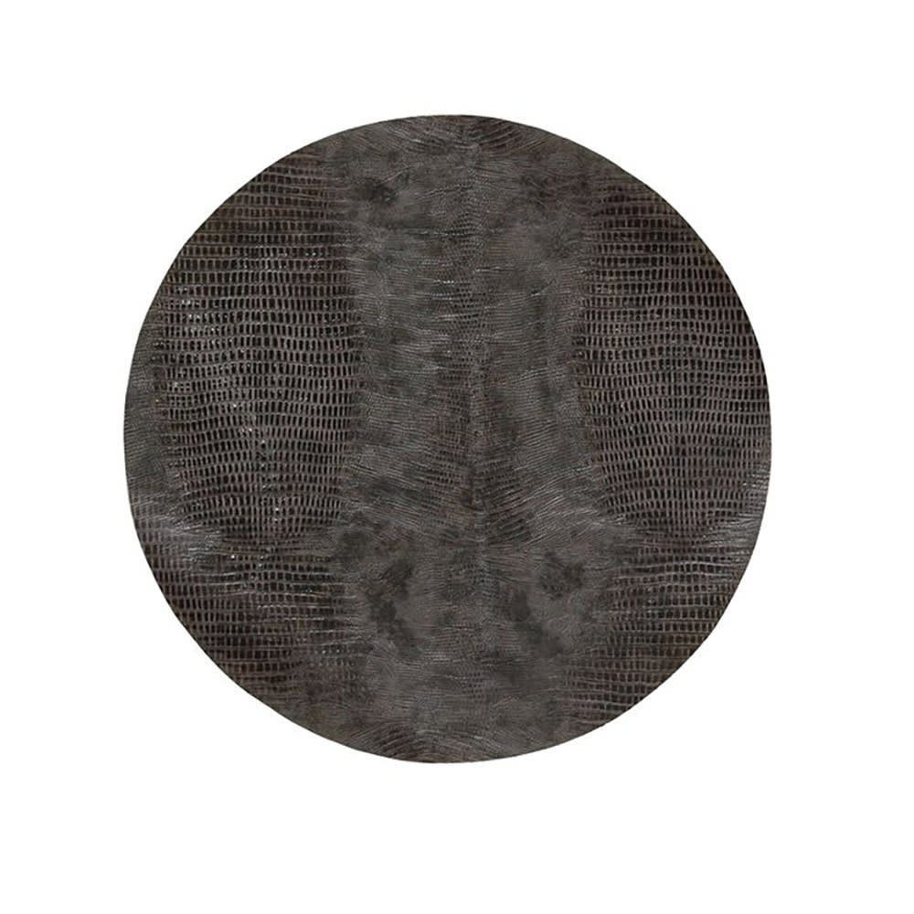 Front of the House 12" Round Sumatra Faux Leather Placemat - Graphite (RTL017BRL23)