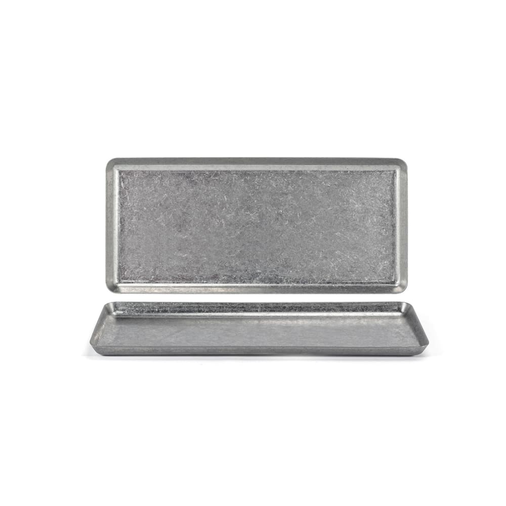 Front of the House Rectangular Mod® Tray - 10" x 4 1/2", Stainless Steel, Antique (RTR037ANS22)