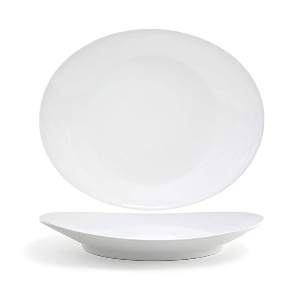 Front of the House 15" x 12 1/2" Oval Ellipse™ Platter - Porcelain, White (SPT006WHP20)