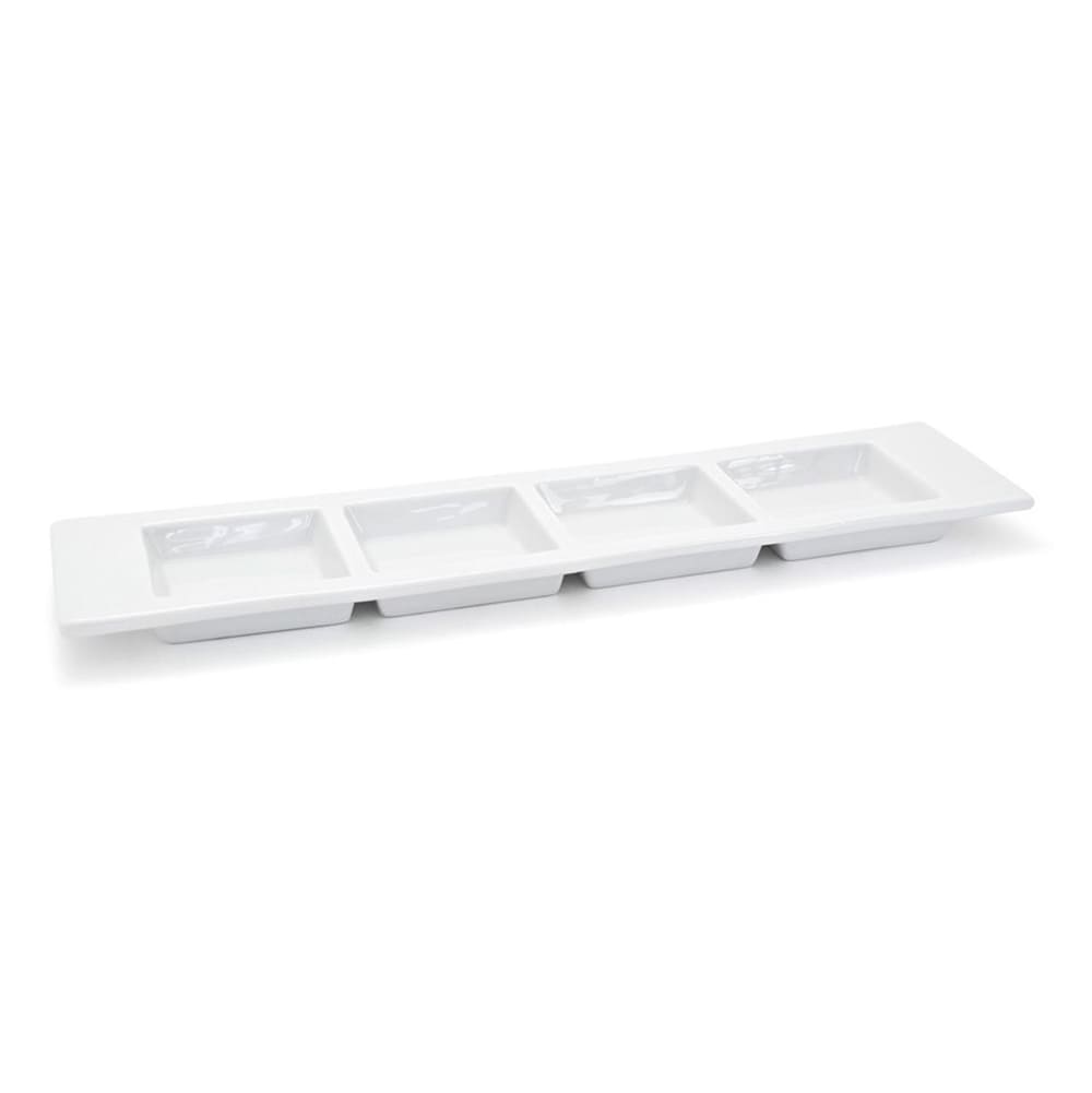 Front of the House Rectangular Canvas® Server w/ (4) Compartments - 12 1/2" x 3 1/4", Porcelain, White (SPT010WHP23)