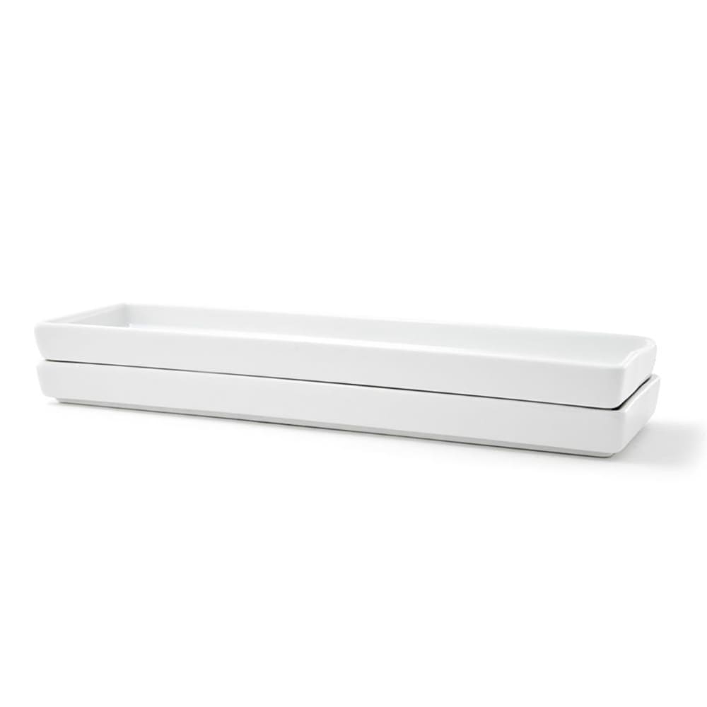 Front of the House 9 3/4" x 2 3/4" Rectangular Mod® Platter - Porcelain, White (SPT014WHP23)