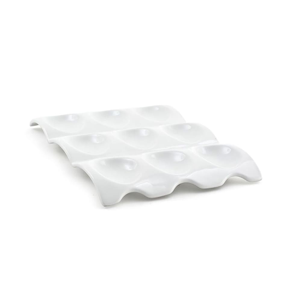 Front of the House Rectangular Sampler™ Server w/ (9) Compartments - Porcelain, White (SPT016WHP22)