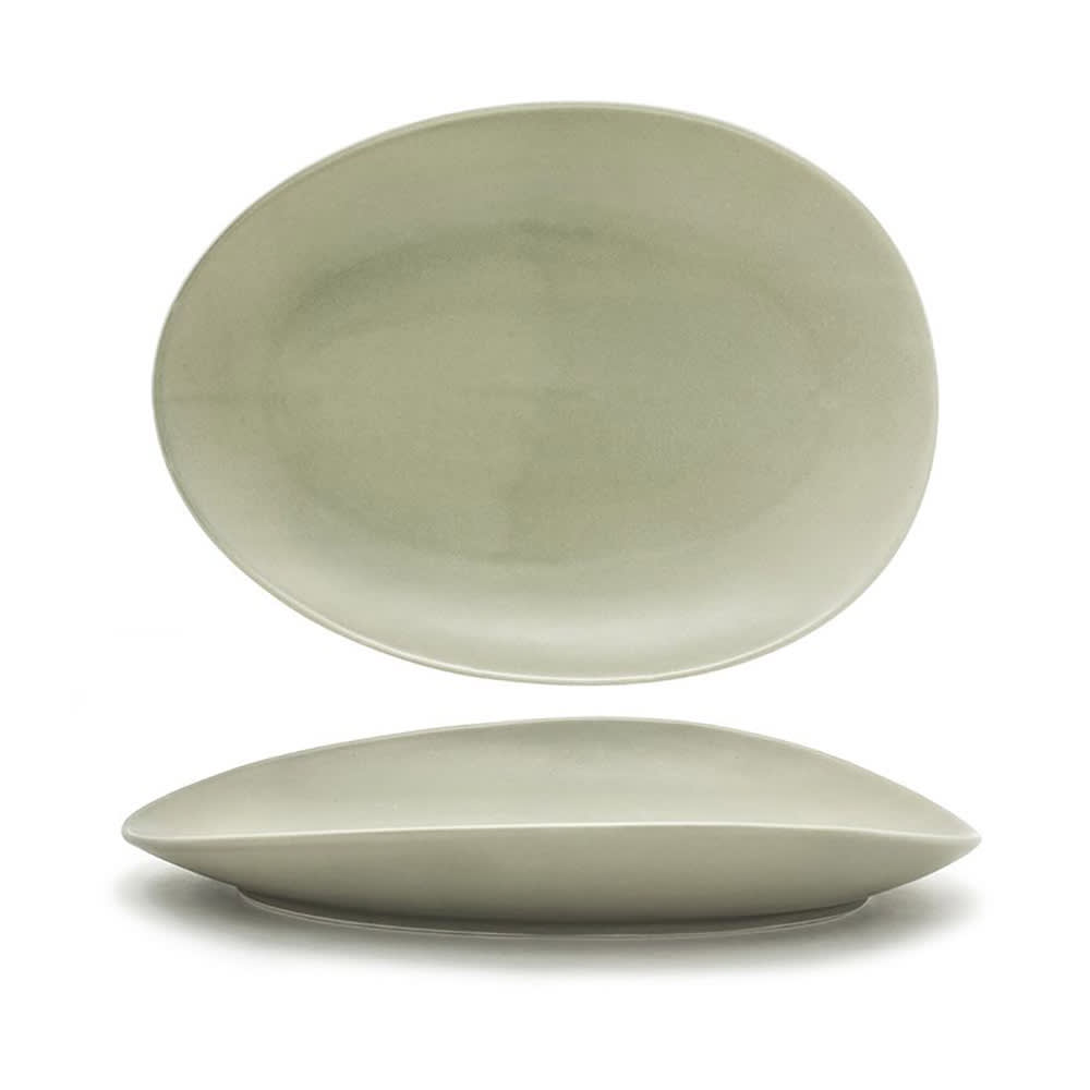 Front of the House Oval Tides™ Platter - 14 1/2" x 10 1/2", Porcelain, Pumice (SPT055GYP20)