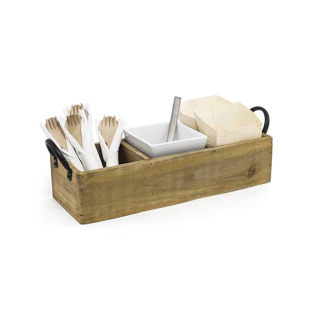 Front of the House 3 Compartment Rectangular Condiment Caddy - Wood, Natural (TCS013NAW21)