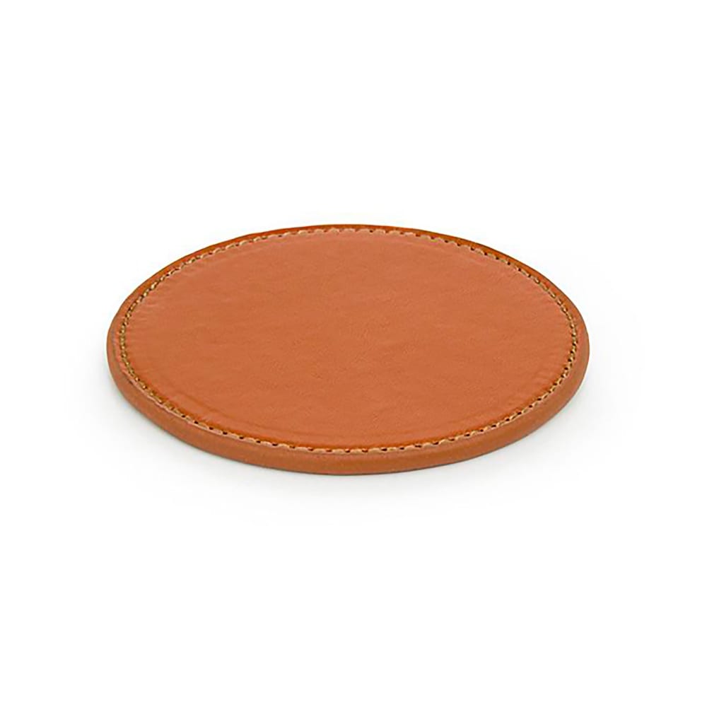 Front of the House 4" London Beverage Coaster - Faux Leather, Saddle (XCO006TAL26)