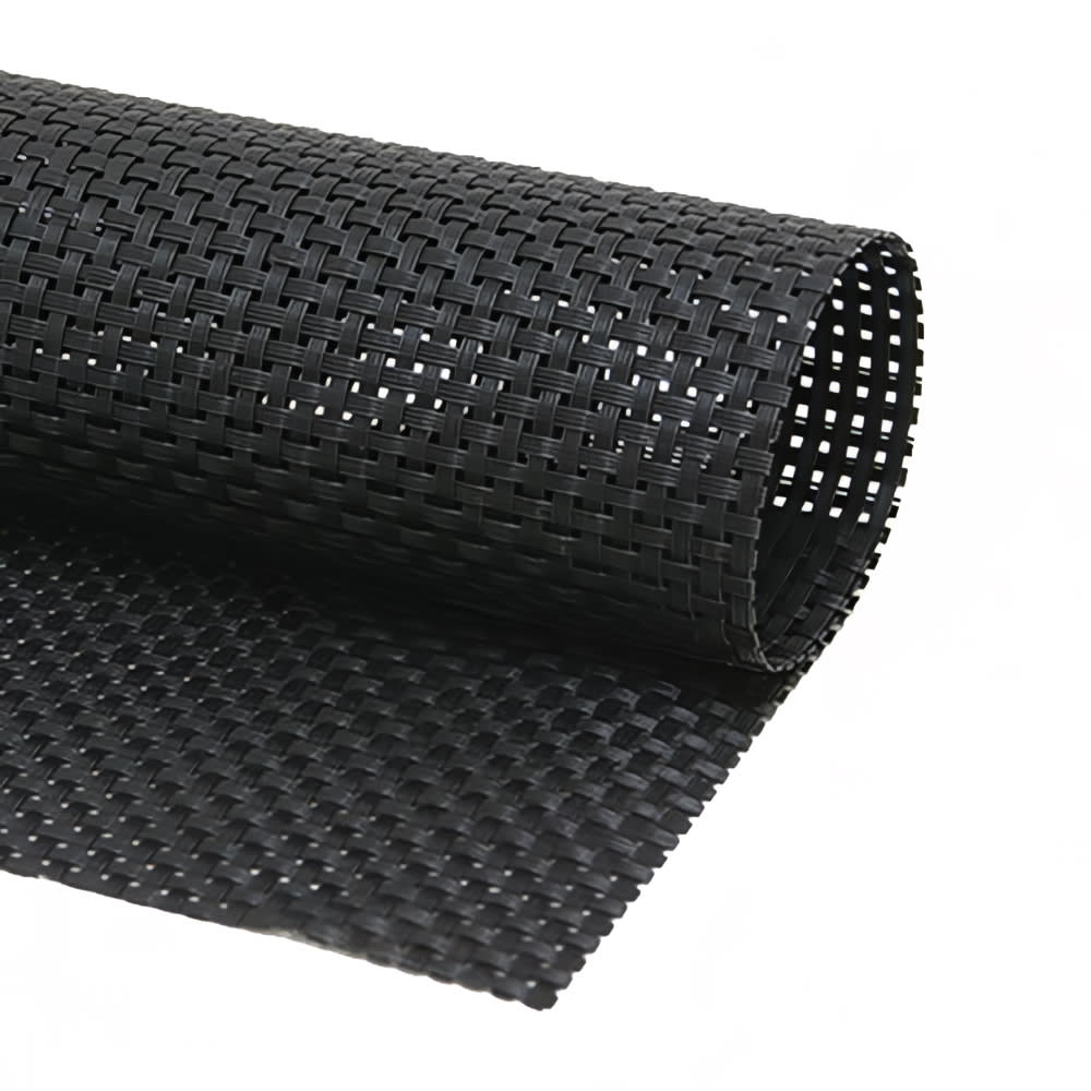 Front of the House Rectangular Metroweave® Woven Vinyl Placemat - 16" x 12", Black (XPM085BKV83)