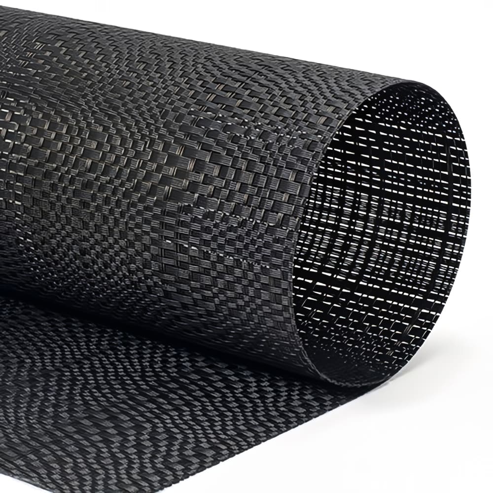 Front of the House Rectangular Metroweave® Woven Vinyl Placemat - 16" x 12", Black (XPM118BKV83)