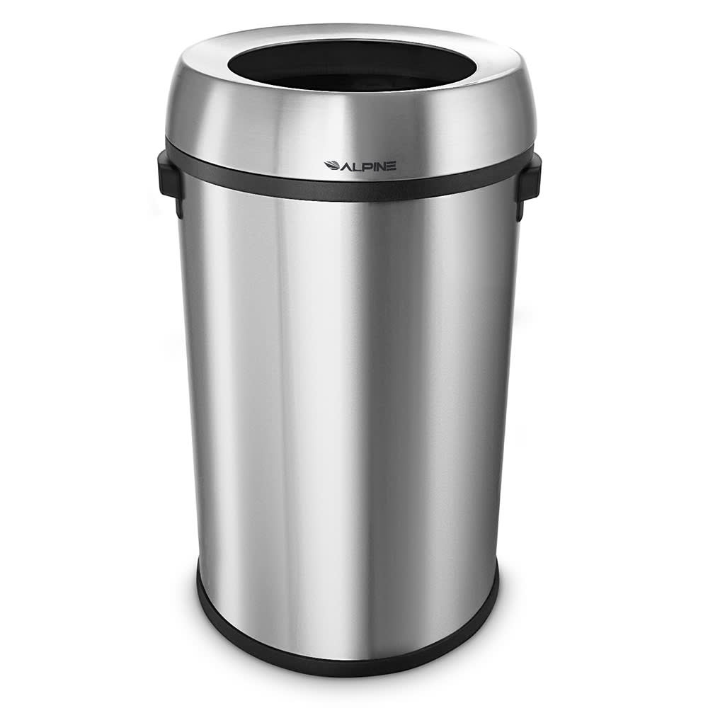 Alpine Industries 470-65L 17 gal Indoor Decorative Trash Can - Metal, Stainless Steel