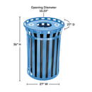 Alpine Industries ALP479-38-BLU 38 Gallon Outdoor Trash Receptacle - Metal, Blue thumbnail 8