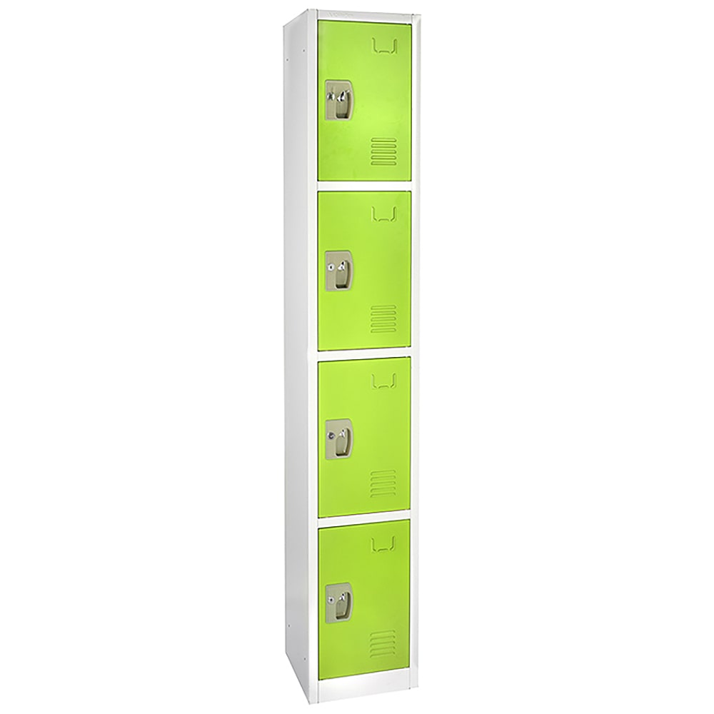 Alpine Industries 629-204-GRN Four Section Locker w/ (4) Hooks - 12"W x 12"D x 72"H, Steel, Green