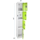 Alpine Industries 629-204-GRN Four Section Locker w/ (4) Hooks - 12"W x 12"D x 72"H, Steel, Green thumbnail 3