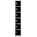 Alpine Industries 629-206-BLK Six Section Locker w/ (6) Hooks - 12"W x 12"D x 72"H, Steel, Black thumbnail 2