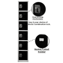 Alpine Industries 629-206-BLK Six Section Locker w/ (6) Hooks - 12"W x 12"D x 72"H, Steel, Black thumbnail 3