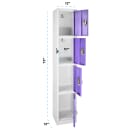 Alpine Industries ADI629-204-PUR Four Section Locker w/ (4) Hooks - 12"W x 72"H, Steel, Purple thumbnail 2