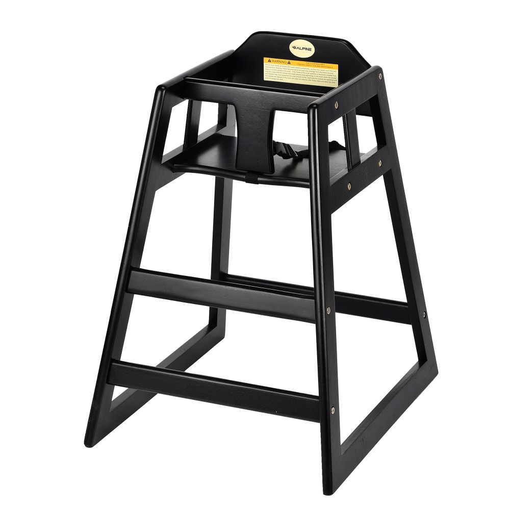 Alpine Industries ALP412-01-ESP 29" Stackable Wood High Chair w/ Waist Strap, Black