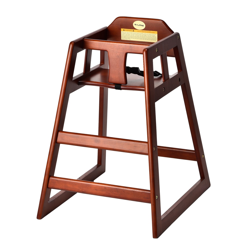 Alpine Industries ALP412-01-MA 29" Stackable Wood High Chair w/ Waist Strap, Brown