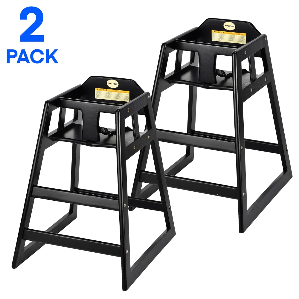 Alpine Industries ALP412-02-ESP 29" Stackable Wood High Chair w/ Waist Strap, Black