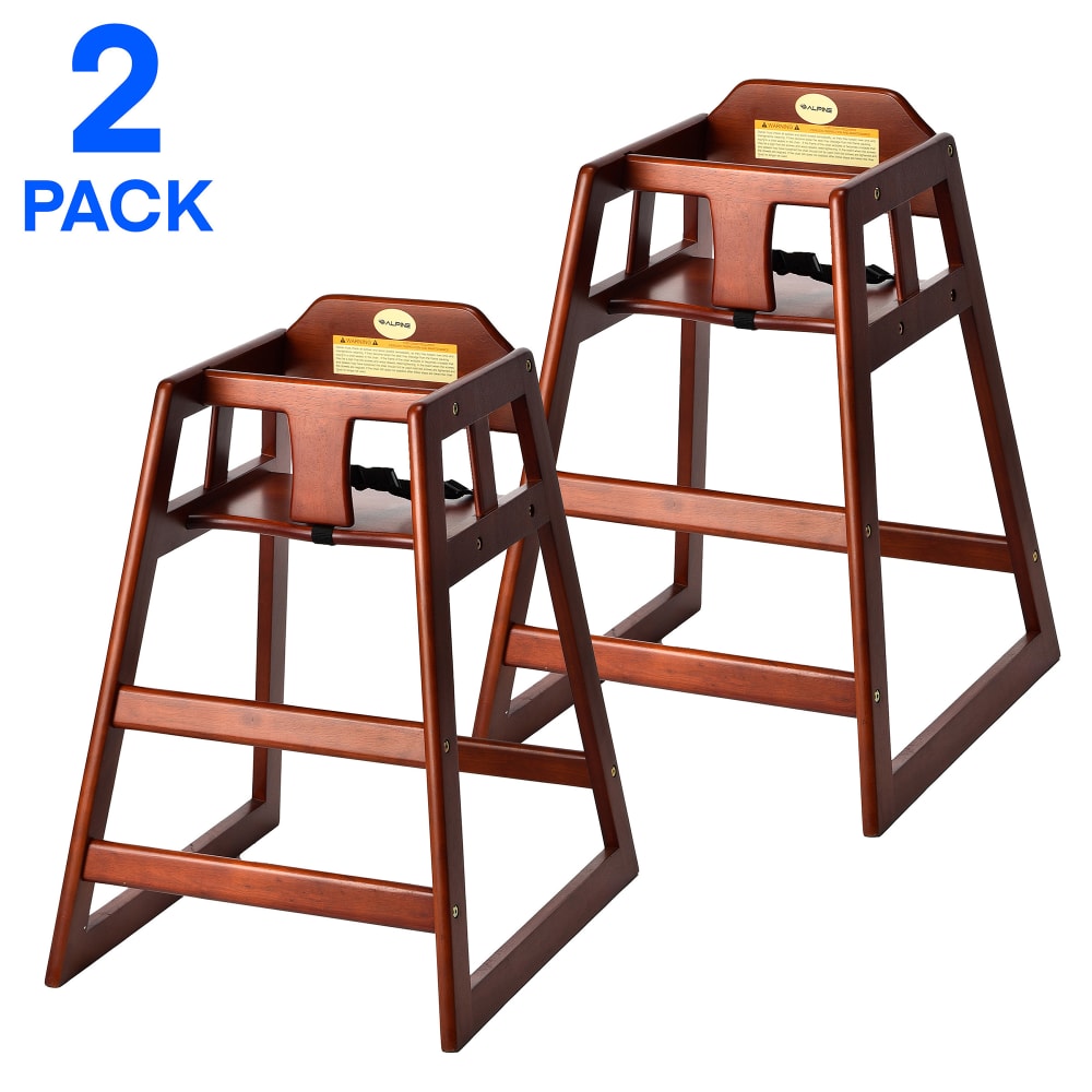 Alpine Industries ALP412-02-MA 29" Stackable Wood High Chair w/ Waist Strap, Brown
