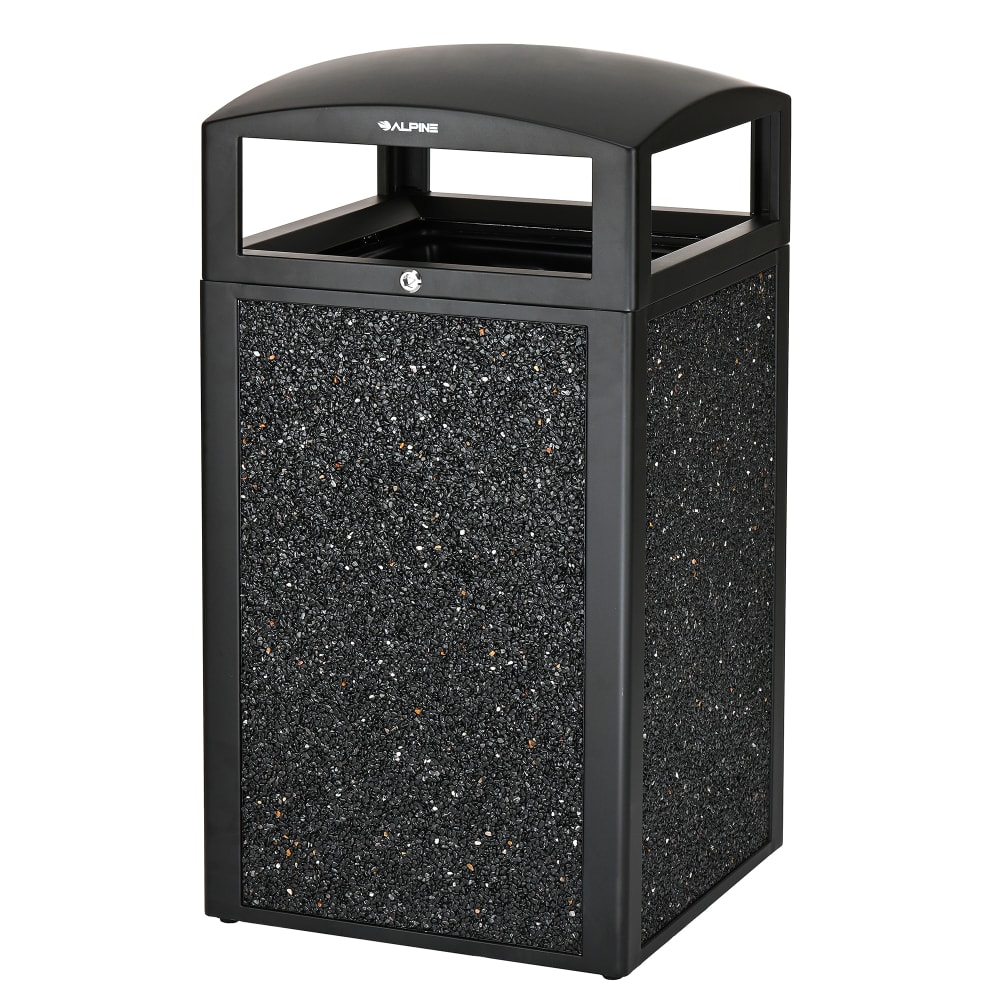 Alpine Industries ALP471-40-GRYS 40 gal Outdoor Trash Container - Metal, Gray Stone Panels