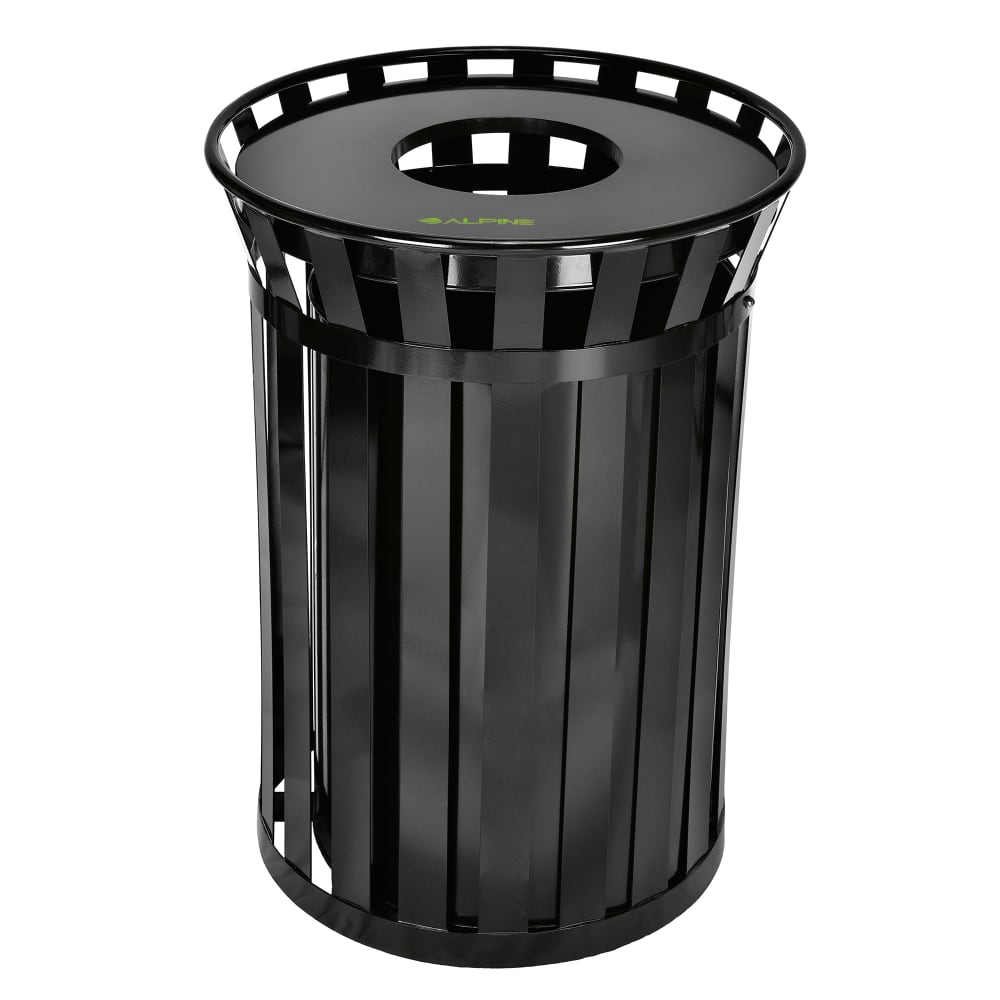 Alpine Industries ALP479-38 38 Gallon Outdoor Trash Receptacle - Metal, Black