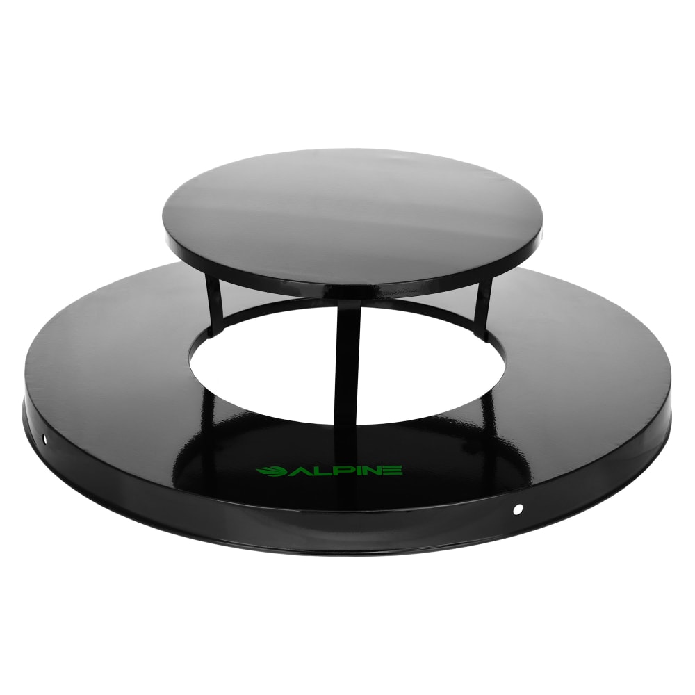 Alpine Industries ALP479-38-A Round Rain Cap Trash Can Lid - Metal, Black
