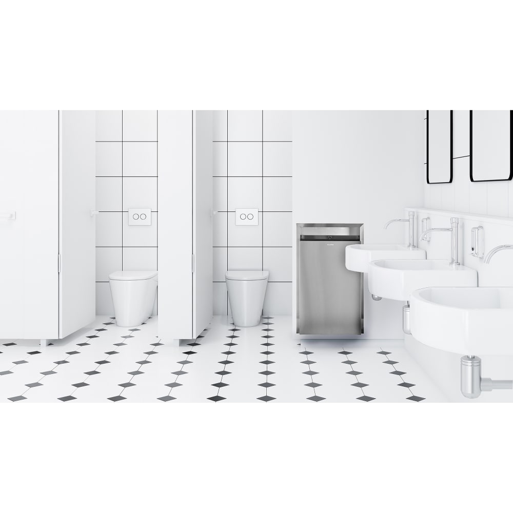 Alpine Industries ALP493 12 Gallon Recessed Bathroom Trash Can, Stainless Steel