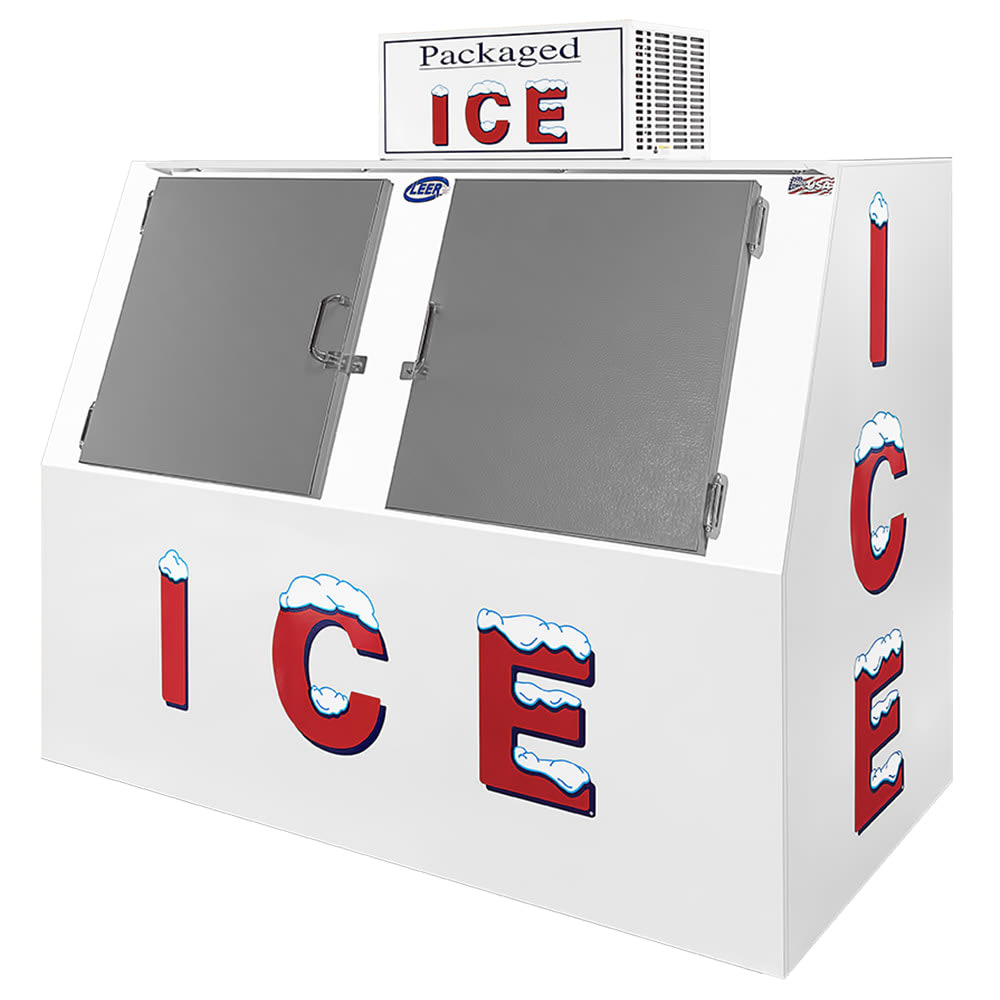 Leer L060SASP 73" Outdoor Slanted Ice Merchandiser w/ (140) 10 lb Bag Capacity - White, 120v