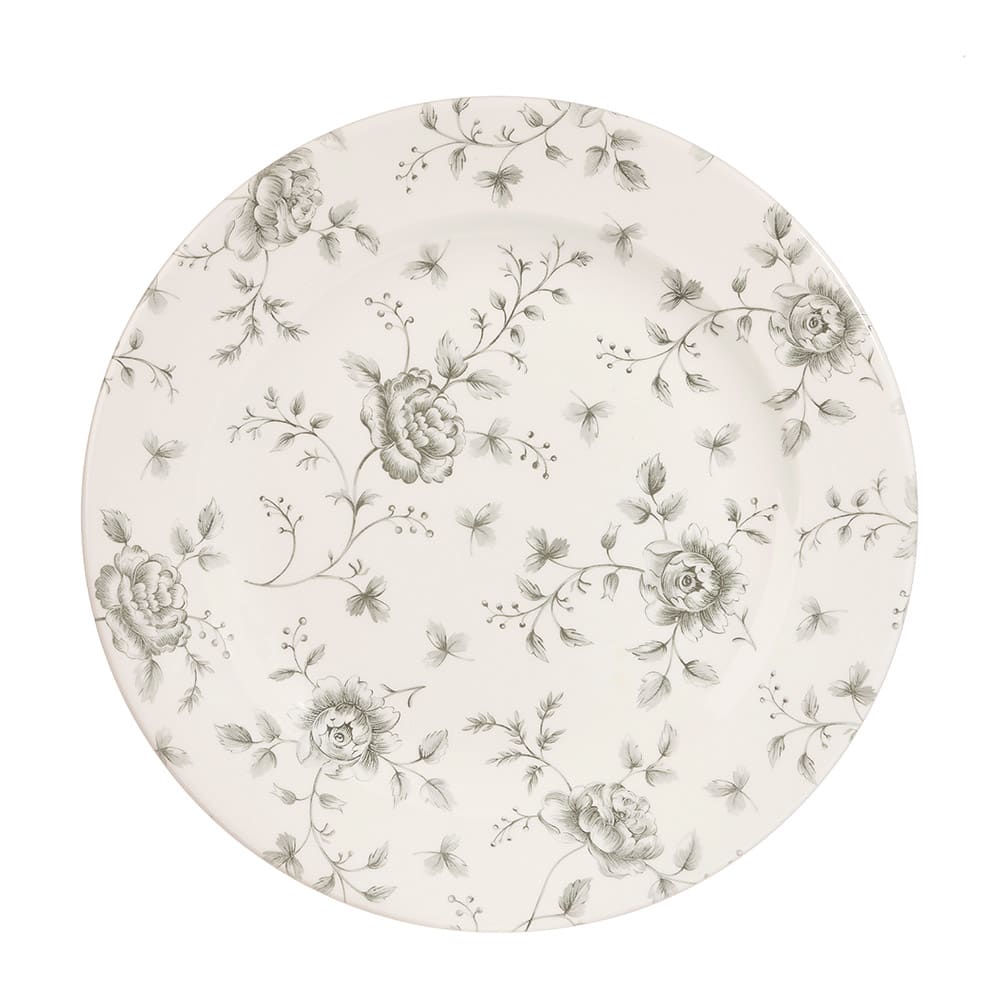 Churchill 8 1/4" Round Vintage Prints Profile Plate - Ceramic, Gray Rose Chintz (RCGVP81)