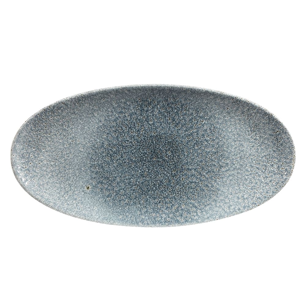 Churchill Oval Raku Chef's Plate - 13 3/4" x 6 3/4", Ceramic, Topaz Blue (RKTBOV351)