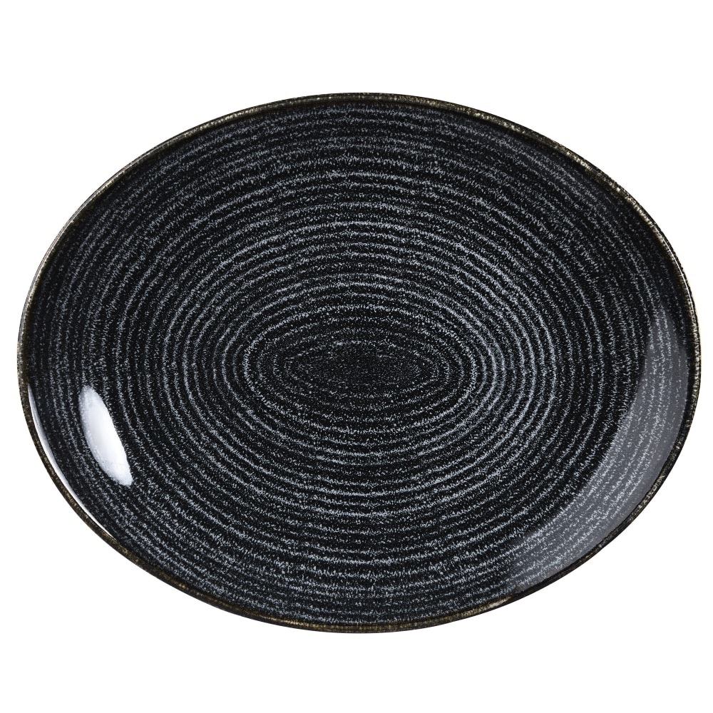 Churchill Oval Studio Prints® Coupe Plate - 12 1/2" x 10", Ceramic, Charcoal Black (SPCBOP121)