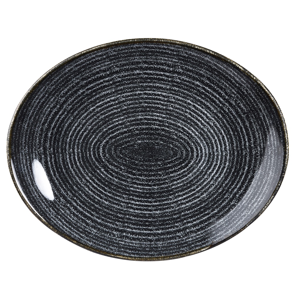 Churchill Oval Studio Prints® Stackable Coupe Plate - 10 5/8" x 9", Ceramic, Charcoal Black (SPCBOP581)