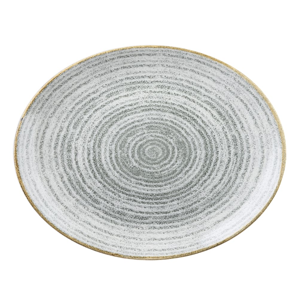 Churchill Oval Studio Prints® Coupe Plate - 12 1/2" x 10", Ceramic, Stone Gray (SPSGOP121)