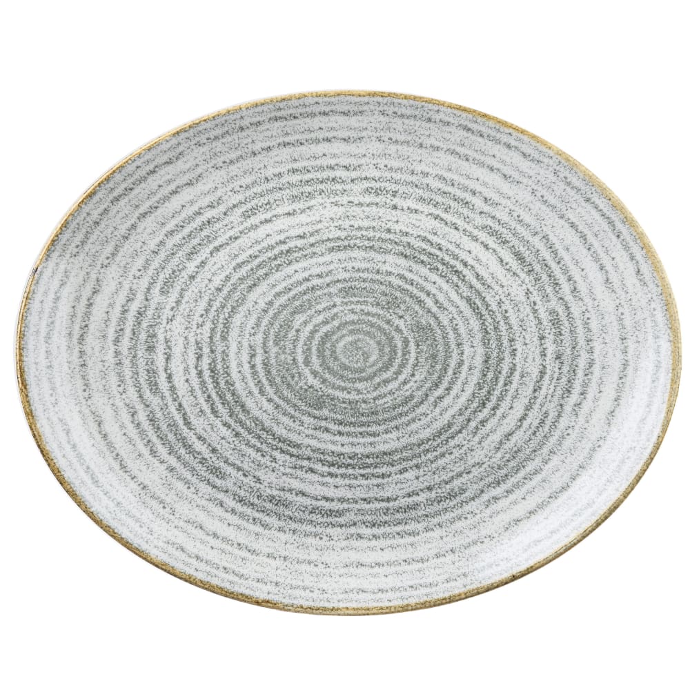 Churchill Oval Studio Prints® Coupe Plate - 10 5/8" x 9", Ceramic, Stone Gray (SPSGOP581)